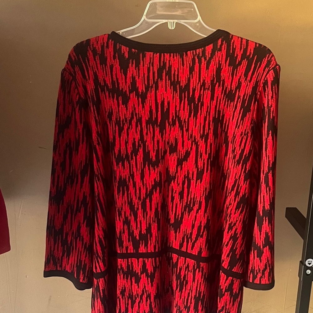 Misook Red And Black Patterned Jacket - image 2